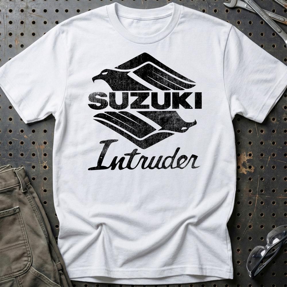 Suzuki Intruder Unisex T-Shirt , Bomuld-Beklædning-Suzuki-Hvid-S-Garage Culture Shop- garage - man cave - merchandise