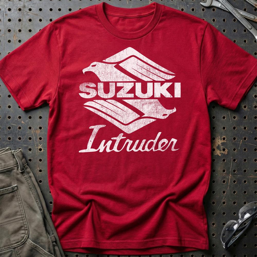 Suzuki Intruder Unisex T-Shirt , Bomuld-Beklædning-Suzuki-Rød-S-Garage Culture Shop- garage - man cave - merchandise