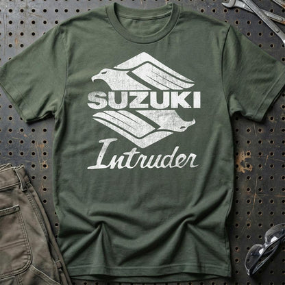 Suzuki Intruder Unisex T-Shirt , Bomuld-Beklædning-Suzuki-Grøn Militær-S-Garage Culture Shop- garage - man cave - merchandise