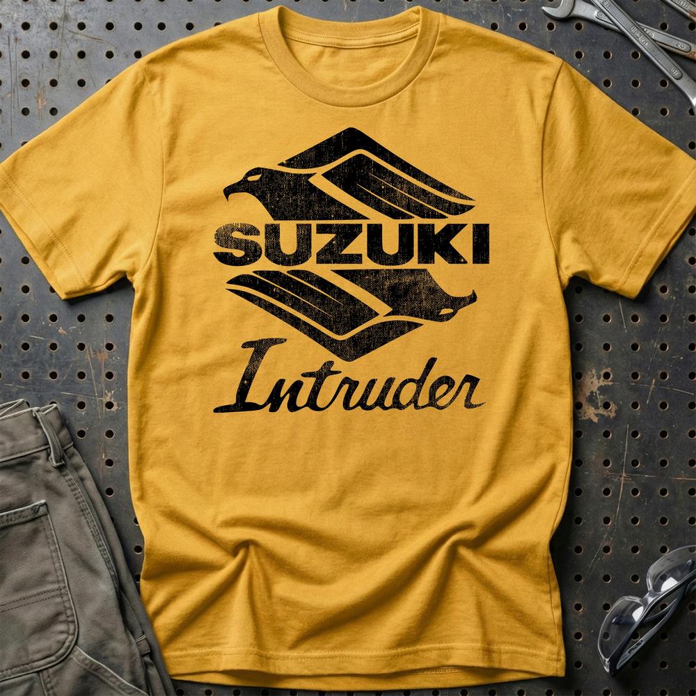 Suzuki Intruder Unisex T-Shirt , Bomuld-Beklædning-Suzuki-Guld-S-Garage Culture Shop- garage - man cave - merchandise