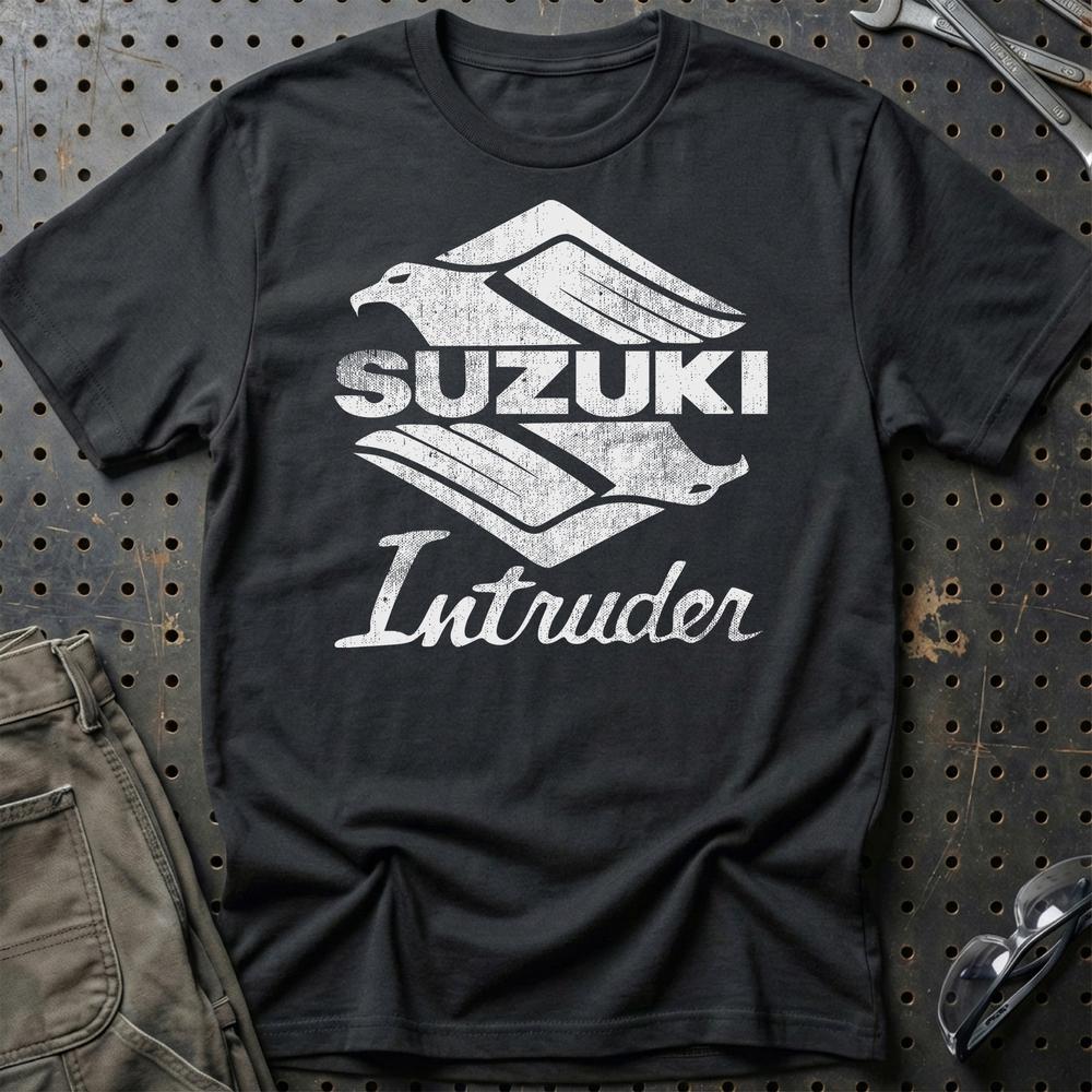 Suzuki Intruder Unisex T-Shirt , Bomuld-Beklædning-Suzuki-Sort-S-Garage Culture Shop- garage - man cave - merchandise