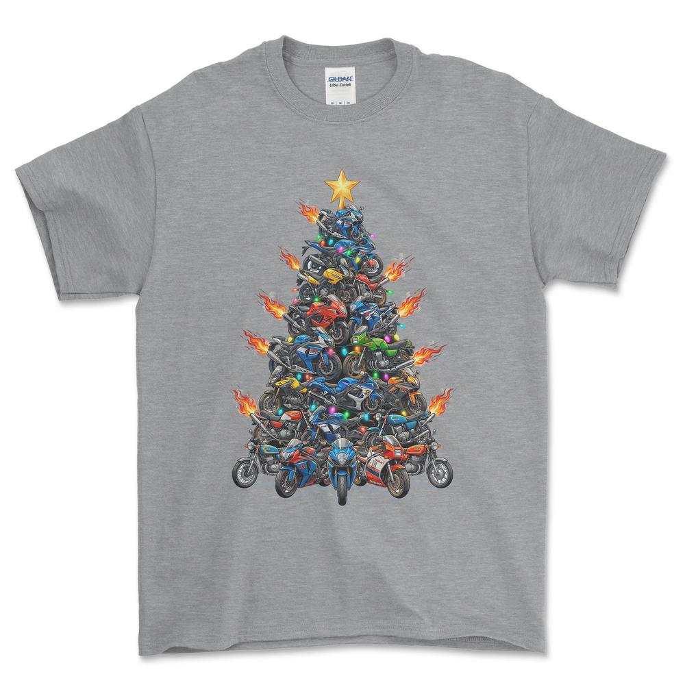 Suzuki Juletræ Christmas Tree - Unisex T-Shirt-Beklædning-Suzuki-Grå Sport-S-Forside-Garage Culture Shop- garage - man cave - merchandise