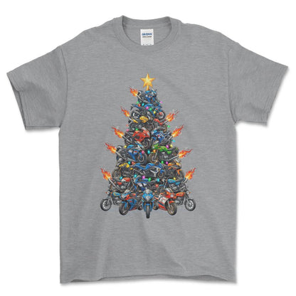 Suzuki Juletræ Christmas Tree - Unisex T-Shirt-Beklædning-Suzuki-Grå Sport-S-Forside-Garage Culture Shop- garage - man cave - merchandise