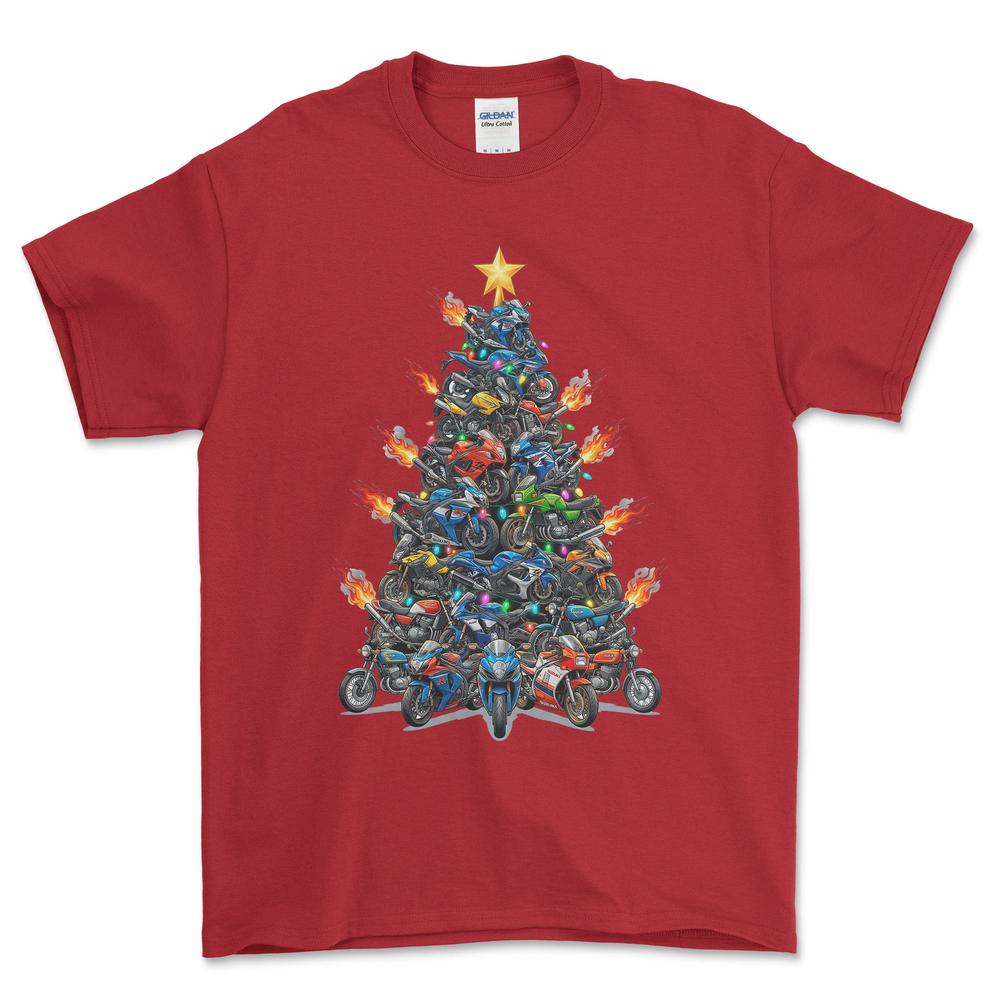Suzuki Juletræ Christmas Tree - Unisex T-Shirt-Beklædning-Suzuki-Rød-S-Forside-Garage Culture Shop- garage - man cave - merchandise