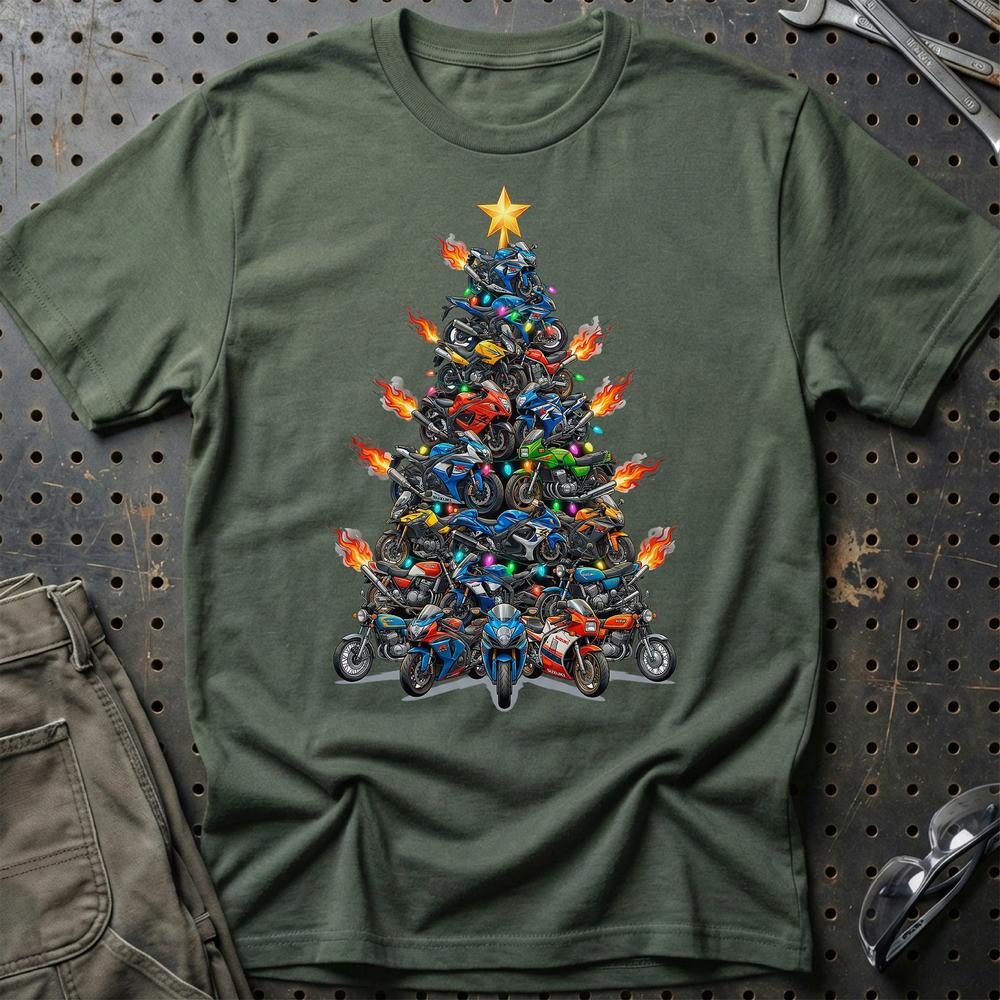 Suzuki Juletræ Christmas Tree - Unisex T-Shirt-Beklædning-Suzuki-Grøn Militær-S-Garage Culture Shop- garage - man cave - merchandise