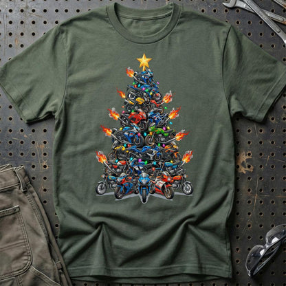Suzuki Juletræ Christmas Tree - Unisex T-Shirt-Beklædning-Suzuki-Grøn Militær-S-Garage Culture Shop- garage - man cave - merchandise
