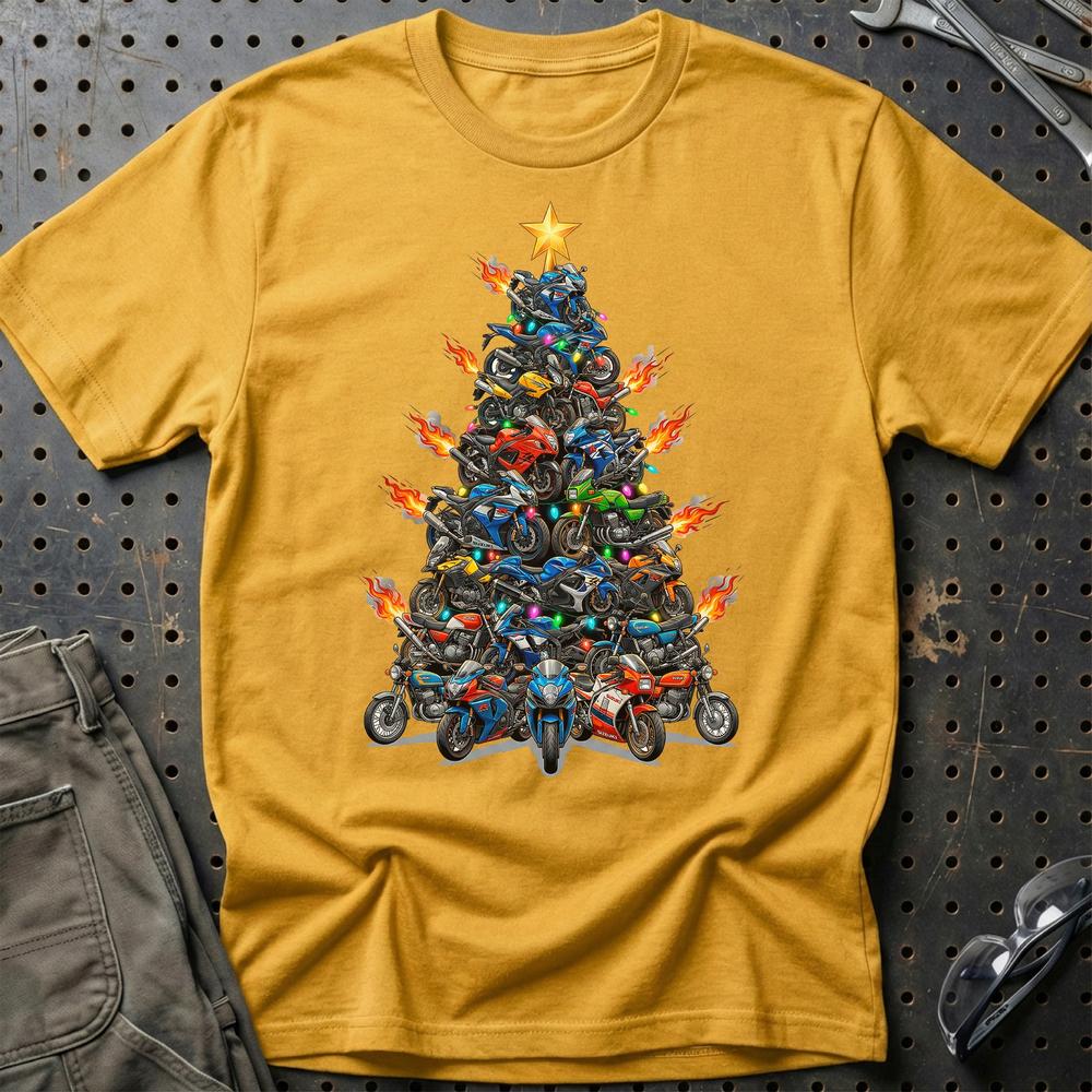 Suzuki Juletræ Christmas Tree - Unisex T-Shirt-Beklædning-Suzuki-Guld-S-Garage Culture Shop- garage - man cave - merchandise