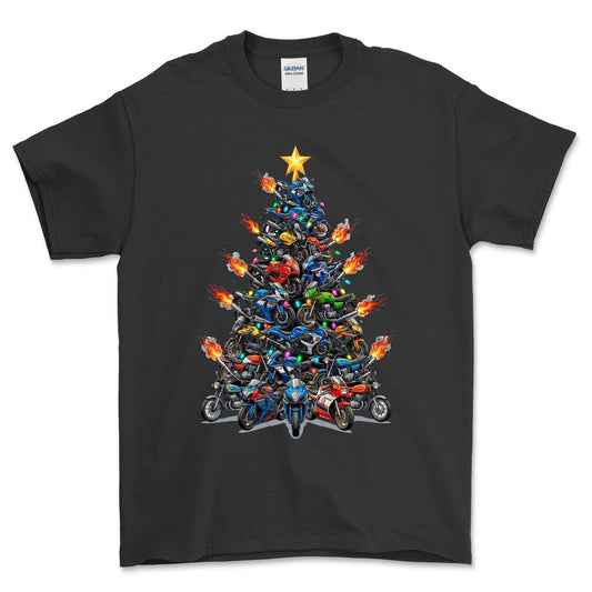 Suzuki Juletræ Christmas Tree - Unisex T-Shirt-Beklædning-Suzuki-Sort-S-Forside-Garage Culture Shop- garage - man cave - merchandise
