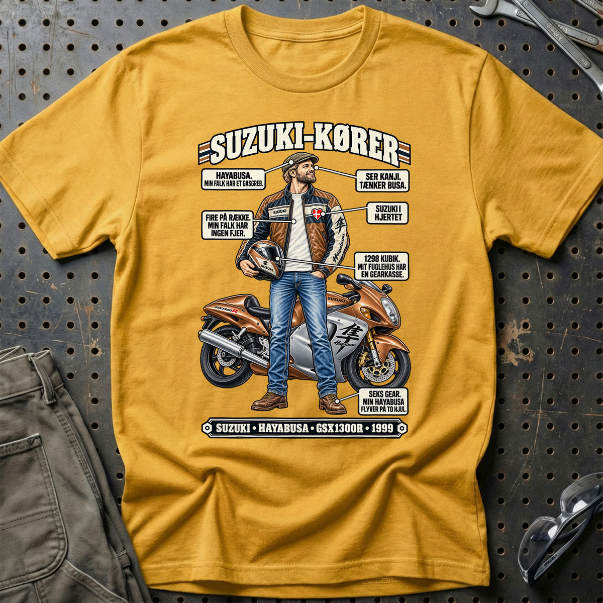 
Suzuki-Kører T-Shirt – Guld
