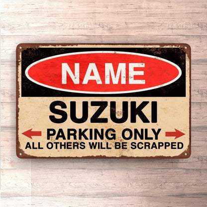 Suzuki - Parking Only - Skilte, Musemåtte, Dørmåtte-Skilte-Suzuki-Garage Culture Shop- garage - man cave - merchandise
