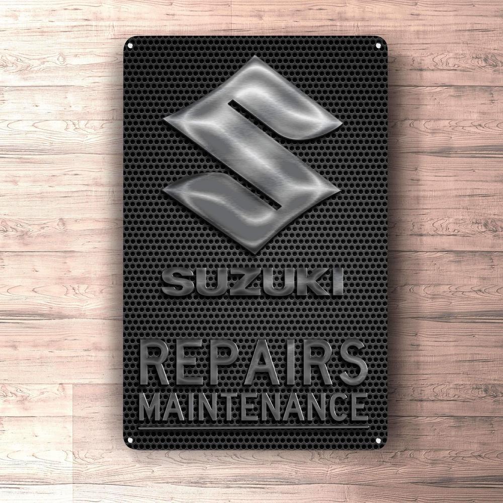 Suzuki Repairs Maintenance Skilte, Musemåtte, Dørmåtte , Plakat-Skilte-Suzuki-Garage Culture Shop- garage - man cave - merchandise