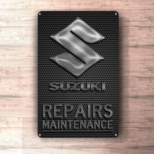 Suzuki Repairs Maintenance Skilte, Musemåtte, Dørmåtte , Plakat-Skilte-Suzuki-Garage Culture Shop- garage - man cave - merchandise