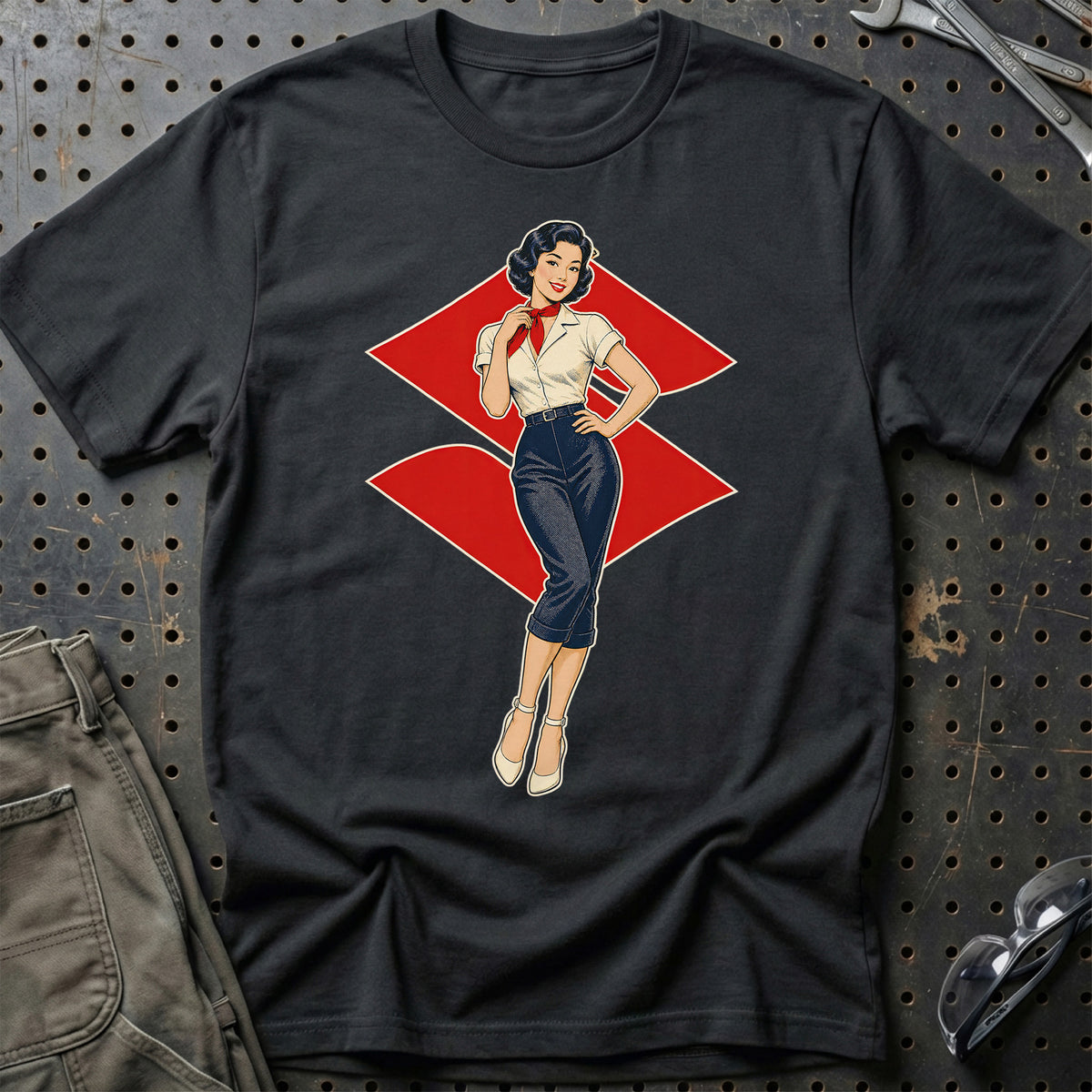 Suzuki Retro Pinup T-Shirt – Sort