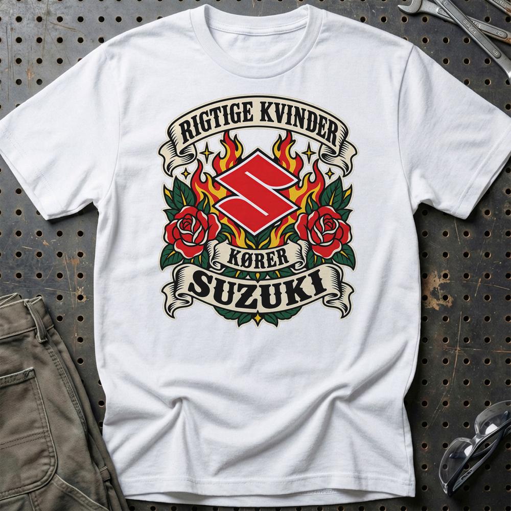 
Produktbillede af Suzuki Rigtige Kvinder Kører – Roser og Flammer T-Shirt