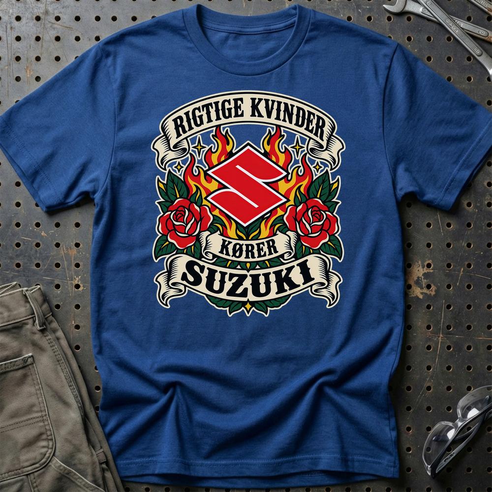 
Produktbillede af Suzuki Rigtige Kvinder Kører – Roser og Flammer T-Shirt