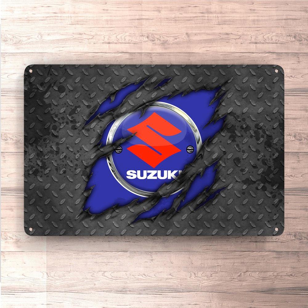 Suzuki Ripped Skilte, Musemåtte, Dørmåtte , Plakat-Skilte-Suzuki-Garage Culture Shop- garage - man cave - merchandise
