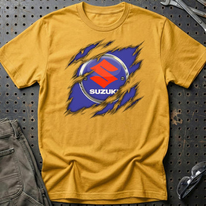Suzuki Ripped Unisex T-Shirt , Bomuld-Beklædning-Suzuki-Guld-S-Garage Culture Shop- garage - man cave - merchandise