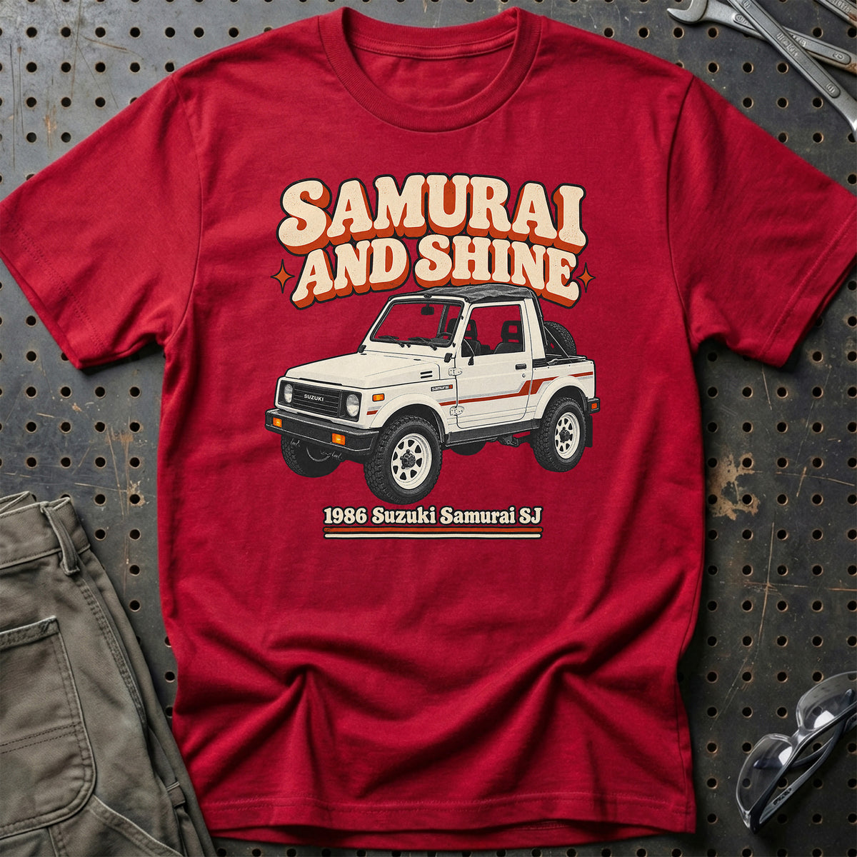 
Suzuki Samurai SJ 1986 – Samurai and Shine T-Shirt – Rød