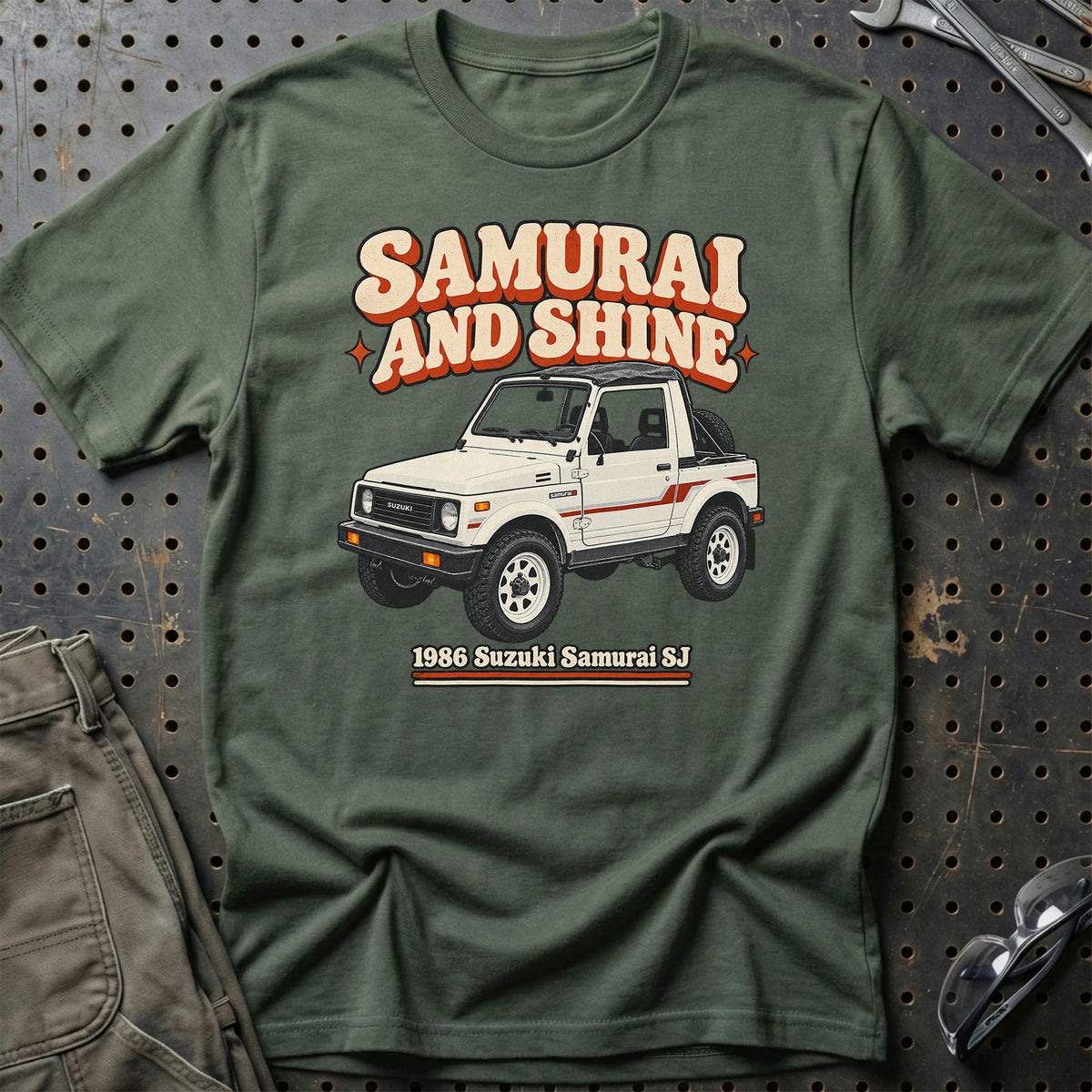 
Suzuki Samurai SJ 1986 – Samurai and Shine T-Shirt – Grøn Militær