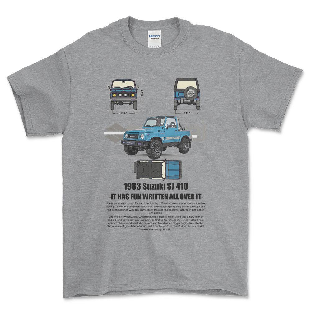 Suzuki Samurai - Unisex T-Shirt , Bomuld-Beklædning-Suzuki-Grå Sport-S-Forside-Garage Culture Shop- garage - man cave - merchandise