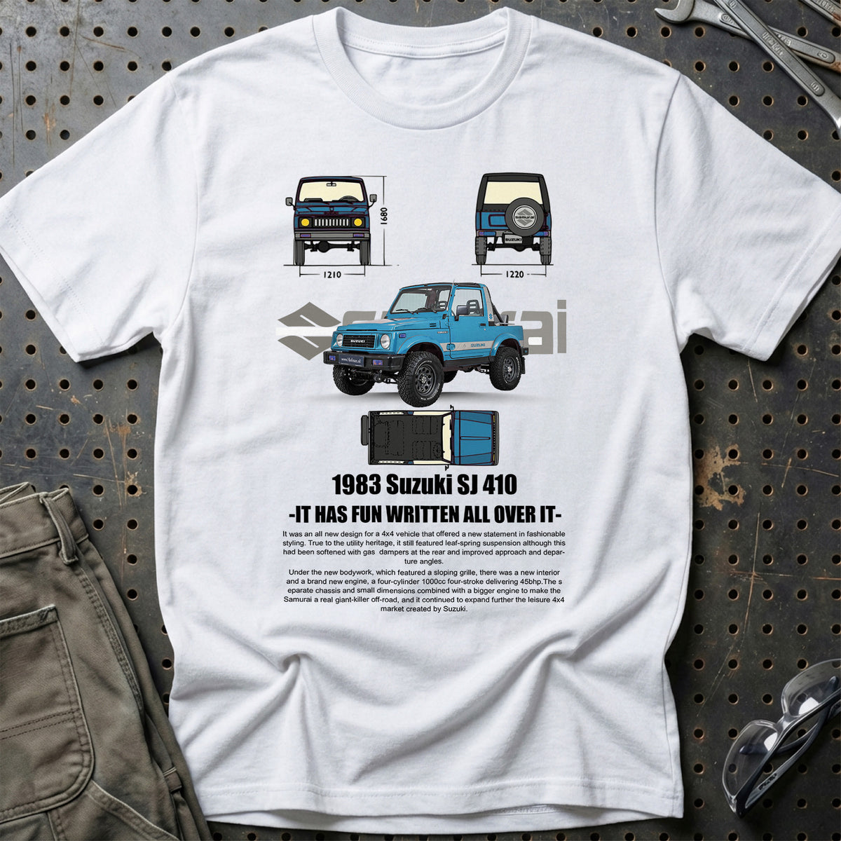 
Suzuki Samurai Unisex T-Shirt – Hvid – print foran