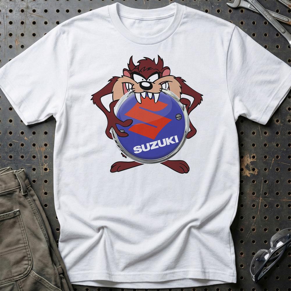 Suzuki TAZ T-Shirt-Beklædning-Suzuki-Hvid-S-Garage Culture Shop- garage - man cave - merchandise