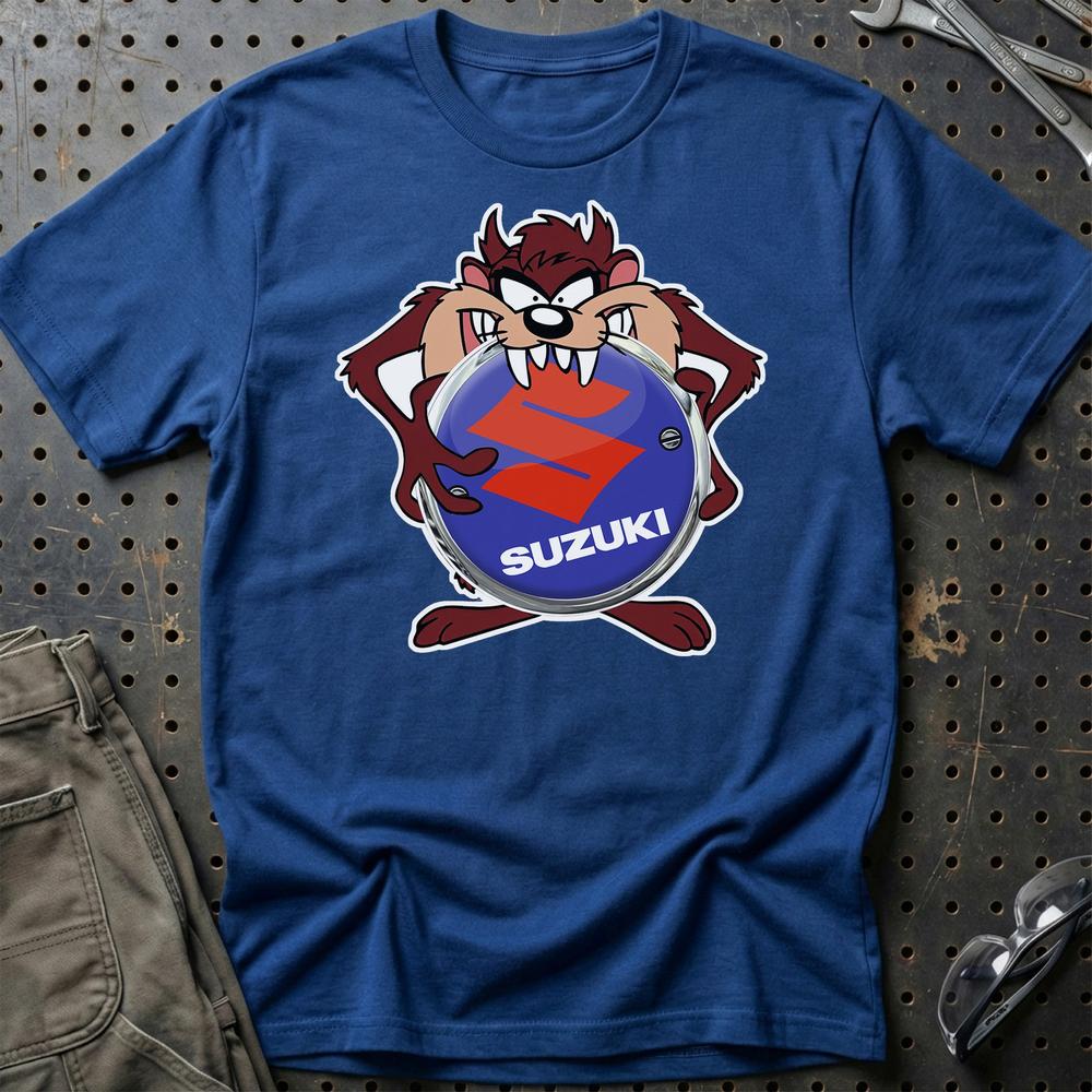 Suzuki TAZ T-Shirt-Beklædning-Suzuki-Blå Royal-S-Garage Culture Shop- garage - man cave - merchandise