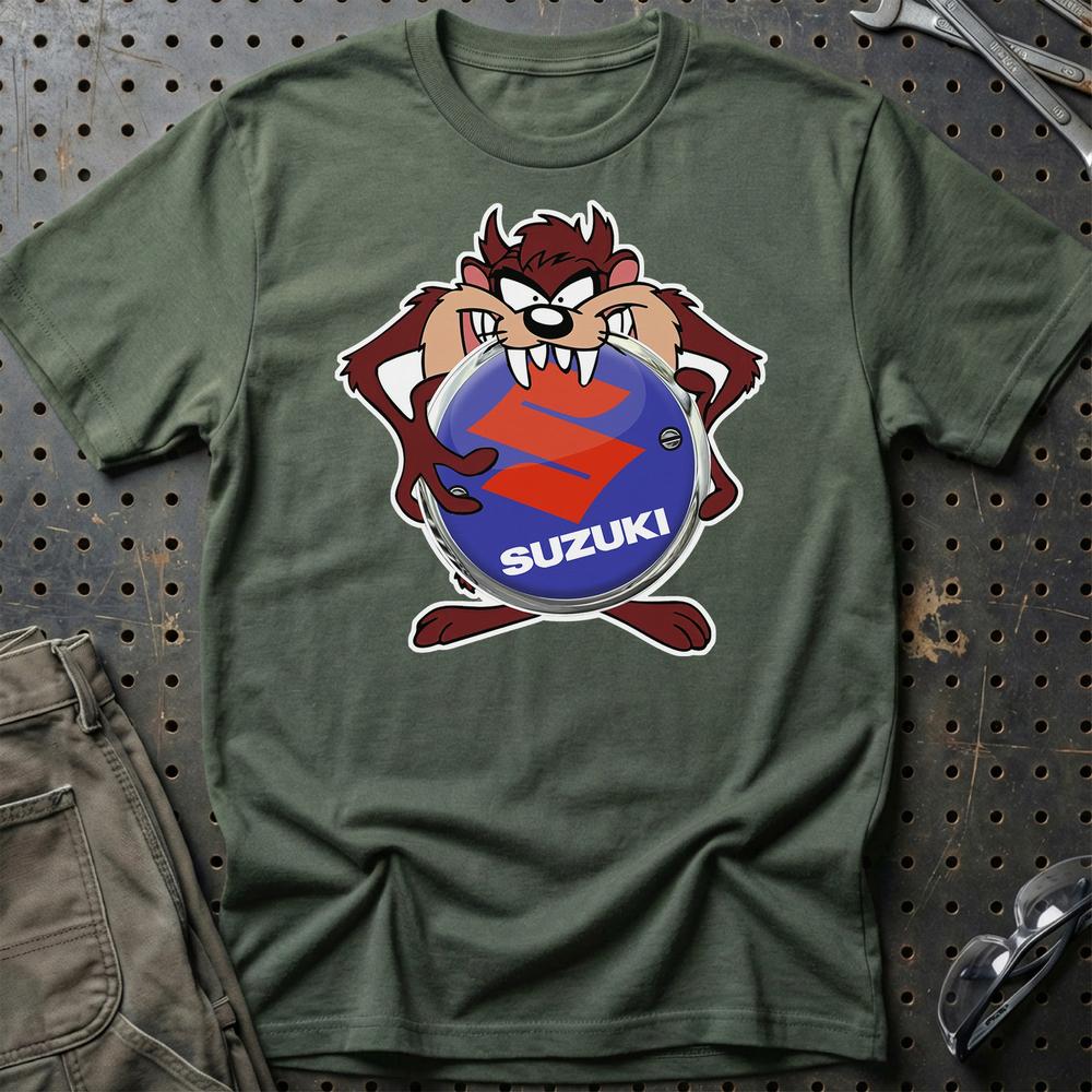 Suzuki TAZ T-Shirt-Beklædning-Suzuki-Grøn Militær-S-Garage Culture Shop- garage - man cave - merchandise