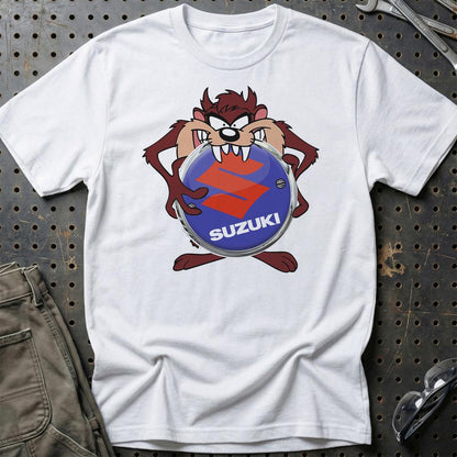 Suzuki TAZ Unisex T-Shirt , Bomuld-Beklædning-Suzuki-Hvid-S-Garage Culture Shop- garage - man cave - merchandise