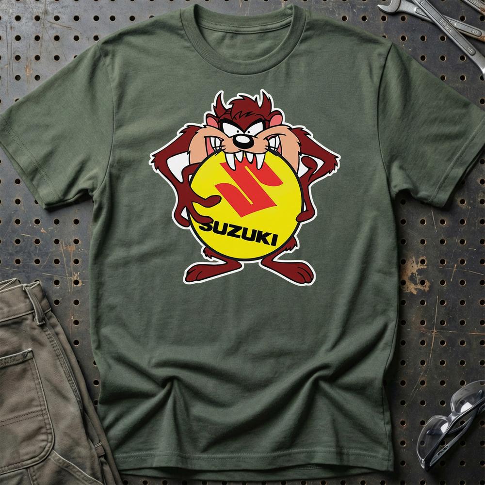 Suzuki TAZ Unisex T-Shirt , Bomuld-Beklædning-Suzuki-Grøn Militær-S-Garage Culture Shop- garage - man cave - merchandise