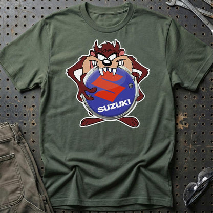 Suzuki TAZ Unisex T-Shirt , Bomuld-Beklædning-Suzuki-Grøn Militær-S-Garage Culture Shop- garage - man cave - merchandise