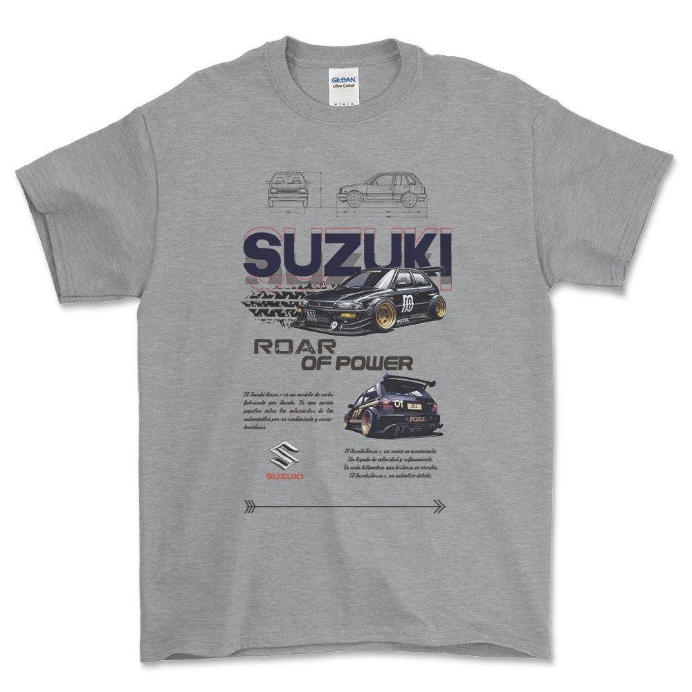Suzuki - Unisex T-Shirt , Bomuld-Beklædning-Suzuki-Grå Sport-S-Forside-Garage Culture Shop- garage - man cave - merchandise