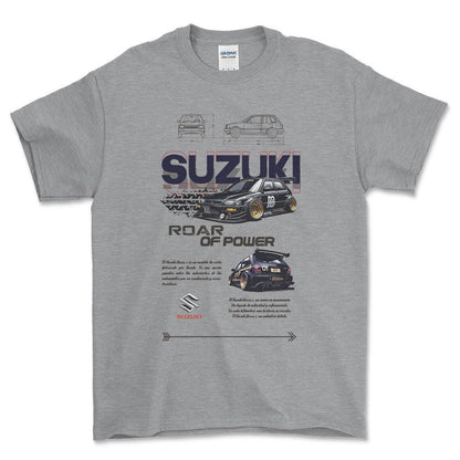 Suzuki - Unisex T-Shirt , Bomuld-Beklædning-Suzuki-Grå Sport-S-Forside-Garage Culture Shop- garage - man cave - merchandise