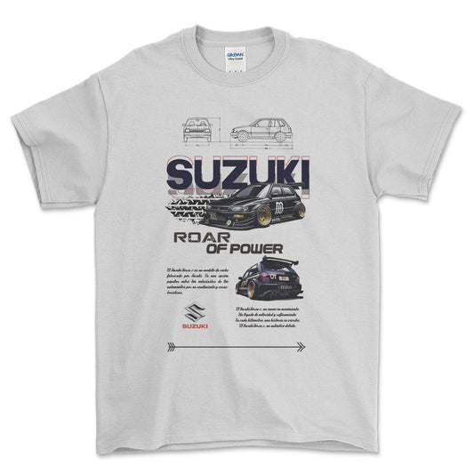 Suzuki - Unisex T-Shirt , Bomuld-Beklædning-Suzuki-Hvid-S-Forside-Garage Culture Shop- garage - man cave - merchandise