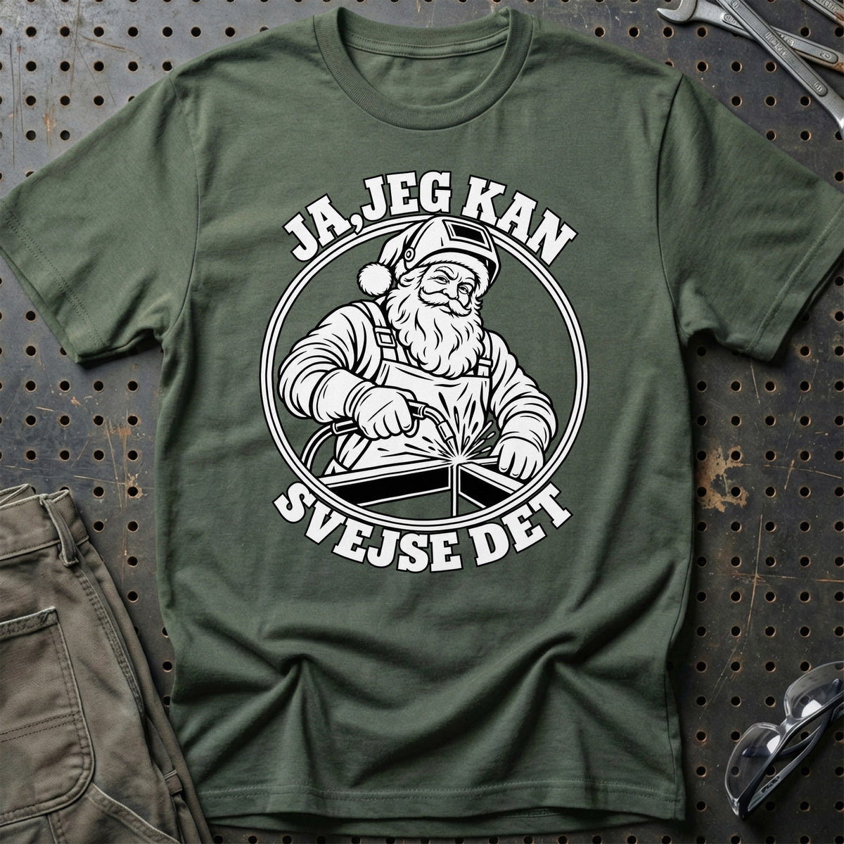 
Svejser – Santa Kan Det – Jul T-Shirt – Grøn Militær