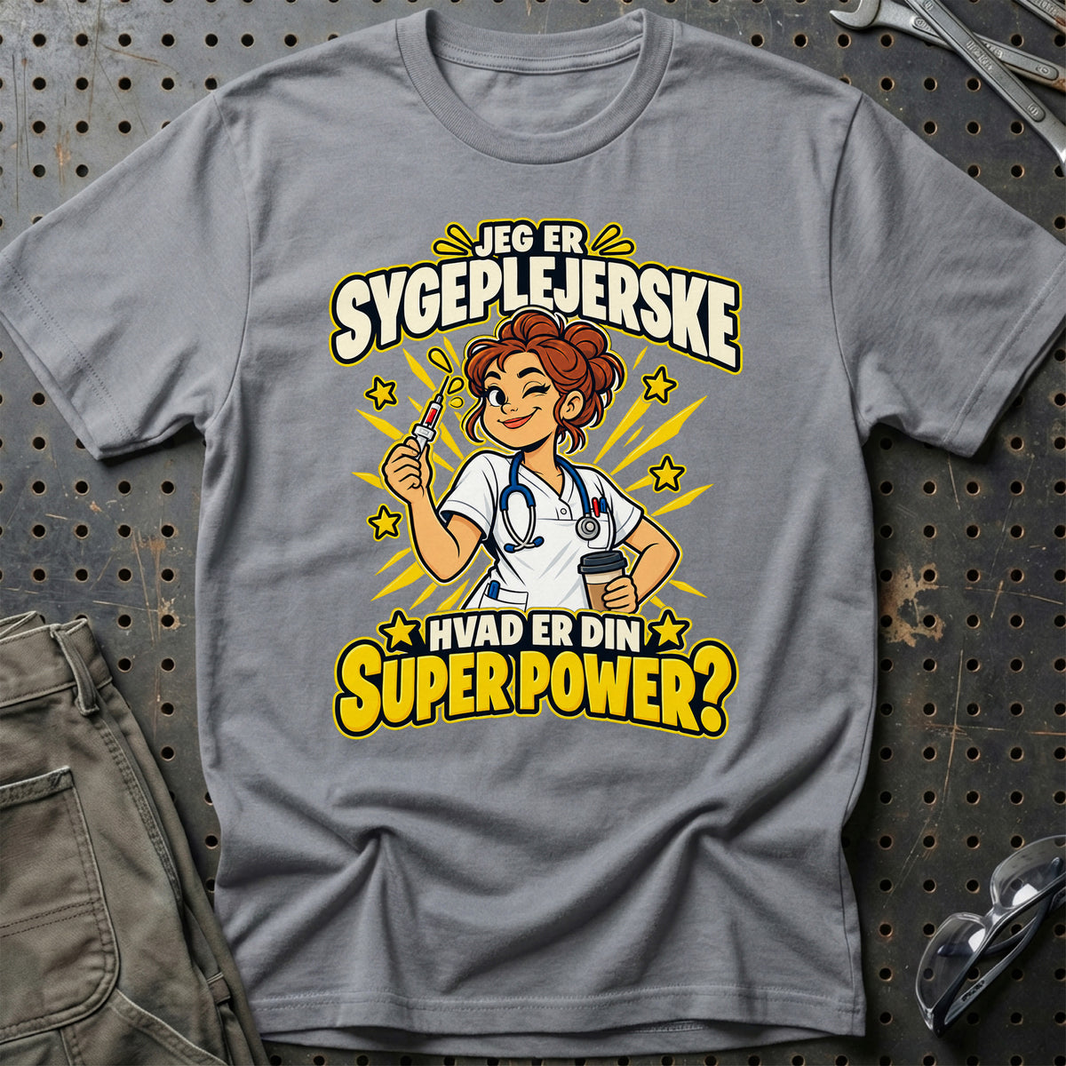 
Sygeplejerske – Hvad Er Din Superpower? T-Shirt – Grå Sport