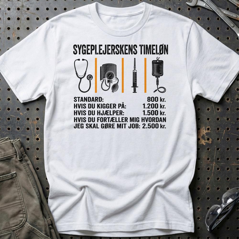 
Produktbillede af Sygeplejerskens Timeløn T-Shirt