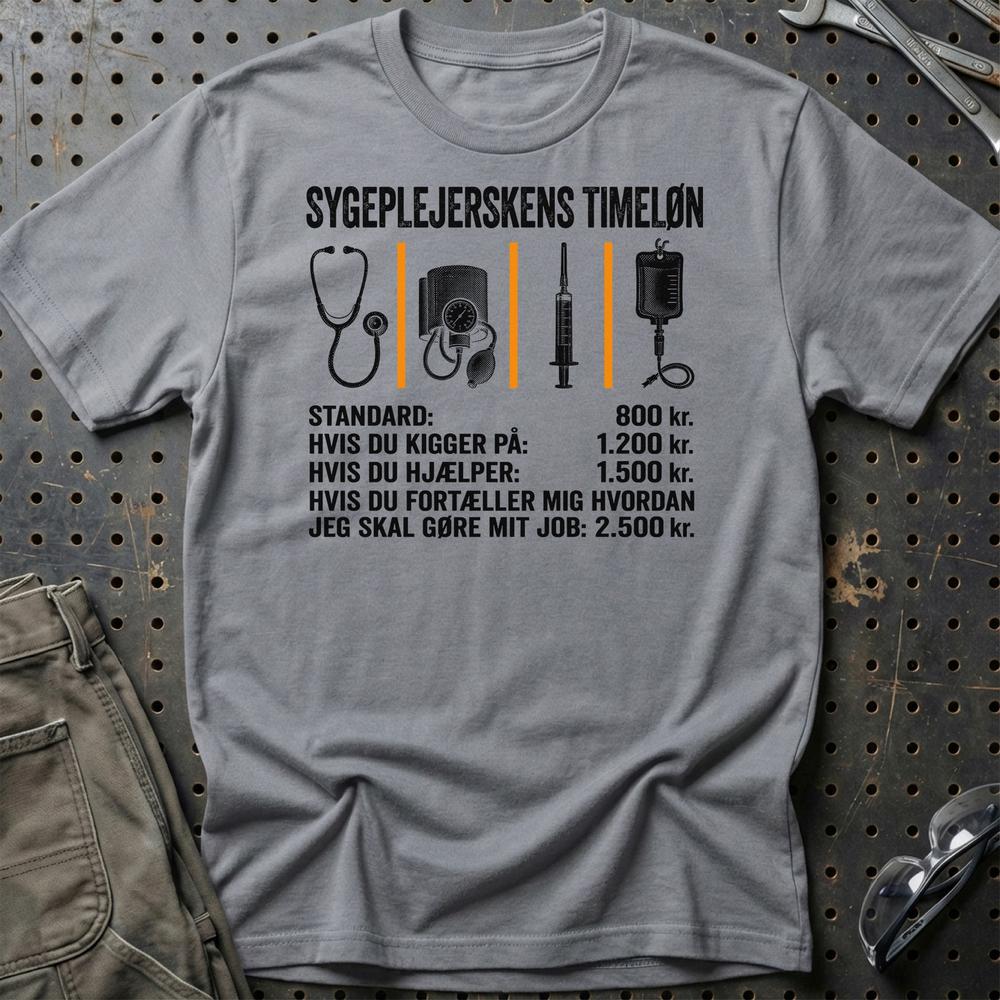 
Produktbillede af Sygeplejerskens Timeløn T-Shirt
