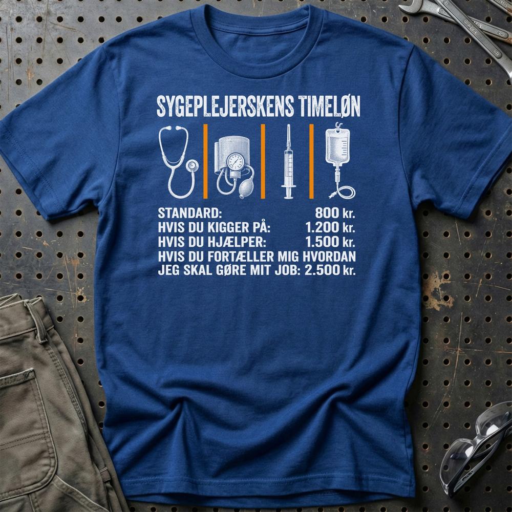 
Produktbillede af Sygeplejerskens Timeløn T-Shirt