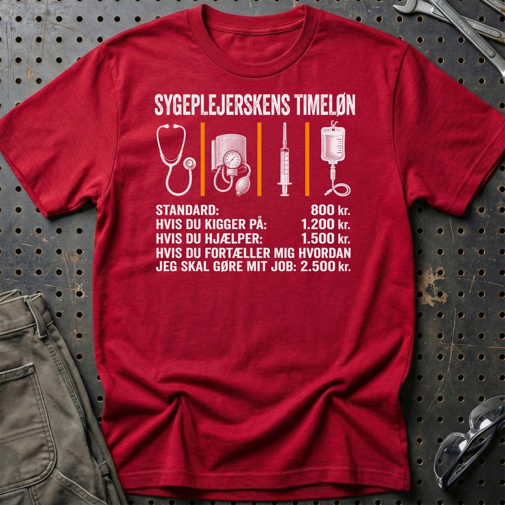 
Produktbillede af Sygeplejerskens Timeløn T-Shirt