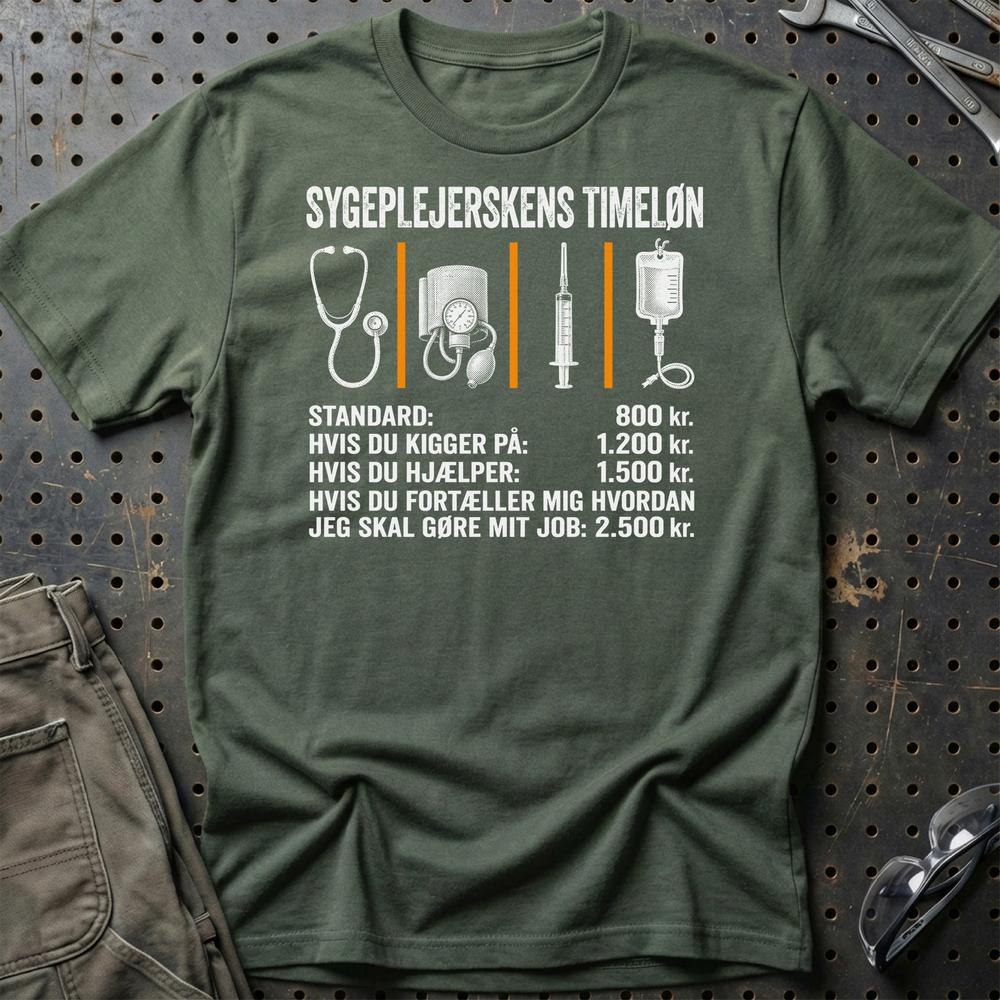 
Produktbillede af Sygeplejerskens Timeløn T-Shirt