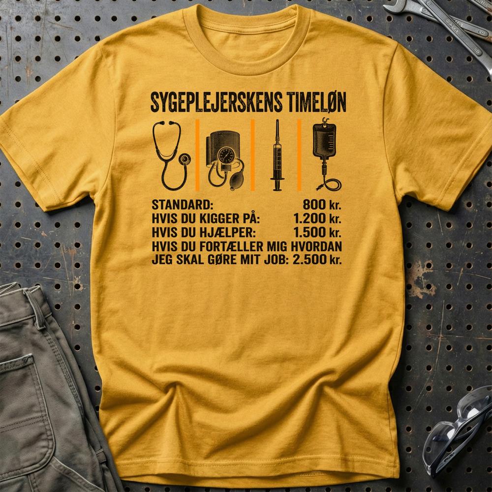 
Produktbillede af Sygeplejerskens Timeløn T-Shirt
