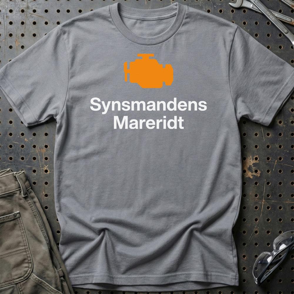 Synsmandens Mareridt Check Engine - Unisex T-Shirt , Bomuld-Beklædning-Garage Culture-Grå Sport-S-Garage Culture Shop- garage - man cave - merchandise