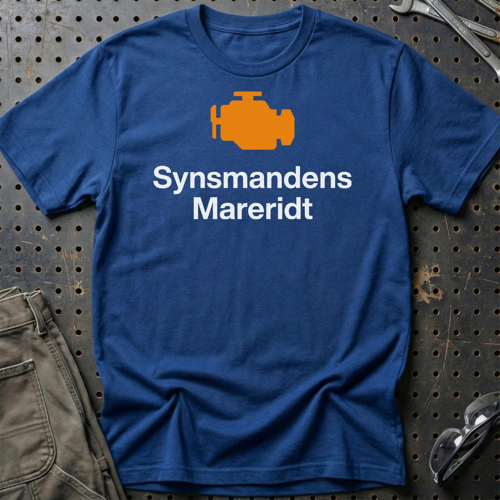 Synsmandens Mareridt Check Engine - Unisex T-Shirt , Bomuld-Beklædning-Garage Culture-Blå Royal-S-Garage Culture Shop- garage - man cave - merchandise