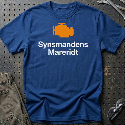 Synsmandens Mareridt Check Engine - Unisex T-Shirt , Bomuld-Beklædning-Garage Culture-Blå Royal-S-Garage Culture Shop- garage - man cave - merchandise