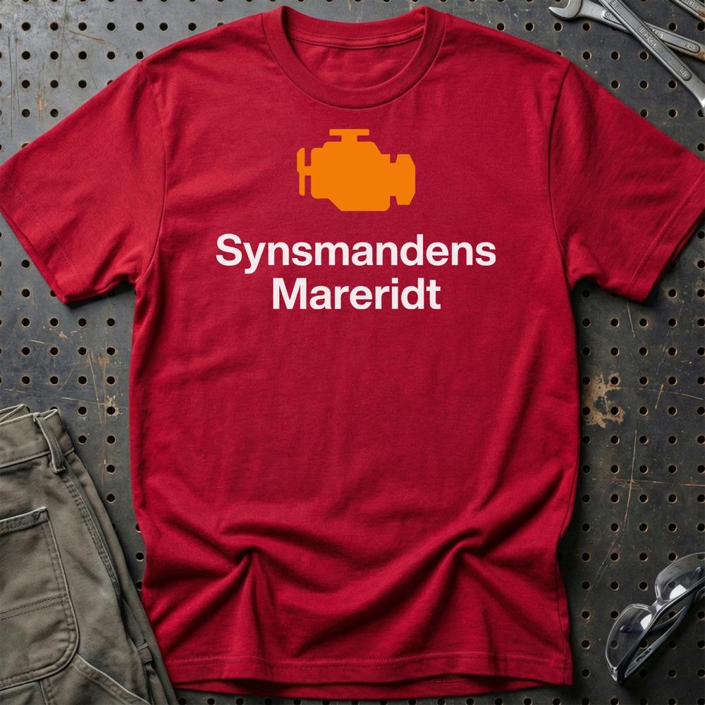 Synsmandens Mareridt Check Engine - Unisex T-Shirt , Bomuld-Beklædning-Garage Culture-Rød-S-Garage Culture Shop- garage - man cave - merchandise