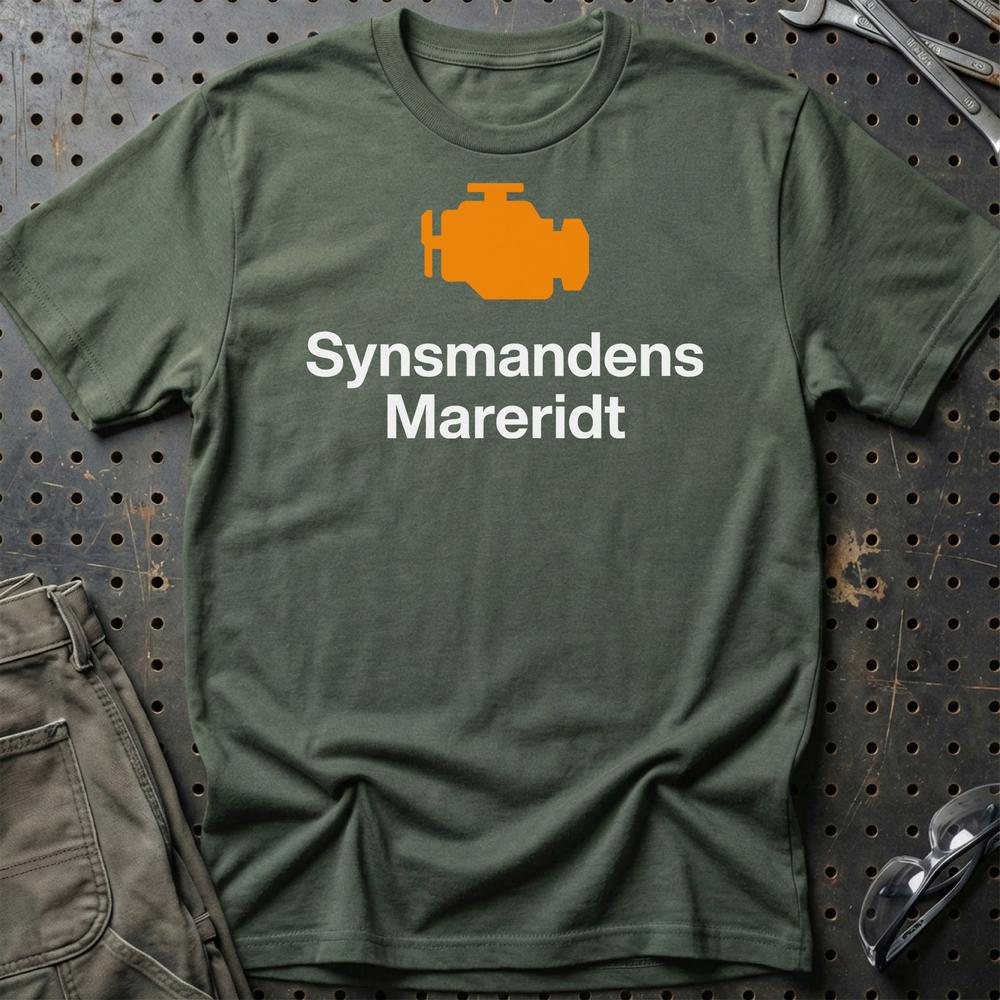 Synsmandens Mareridt Check Engine - Unisex T-Shirt , Bomuld-Beklædning-Garage Culture-Grøn Militær-S-Garage Culture Shop- garage - man cave - merchandise