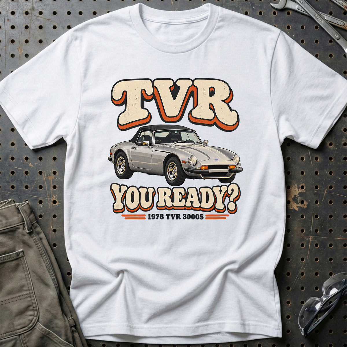 
TVR 3000S 1978 – TVR You Ready? T-Shirt – Hvid