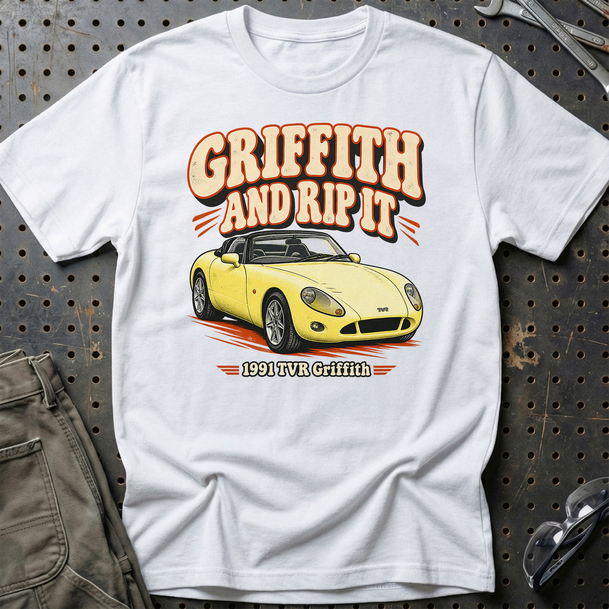 
TVR Griffith 1991 – Griffith and Rip It T-Shirt – Hvid