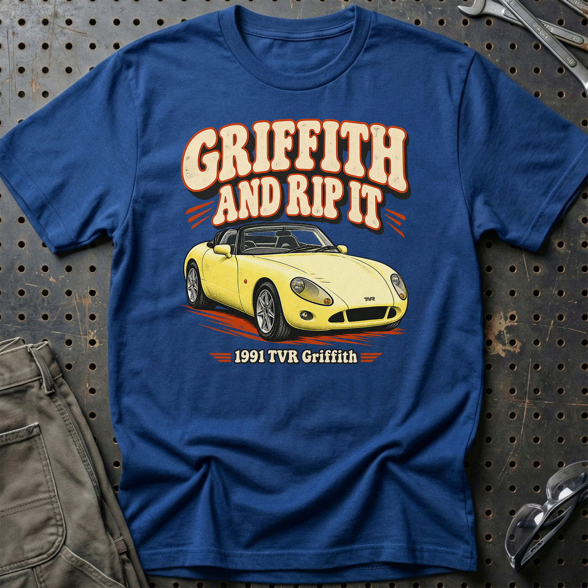 
TVR Griffith 1991 – Griffith and Rip It T-Shirt – Blå Royal